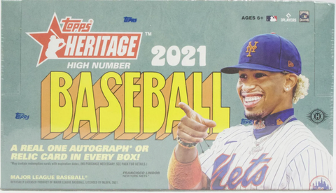 2021 Topps Heritage Baseball High Number, Look for Either a Relic or Autograph per box.